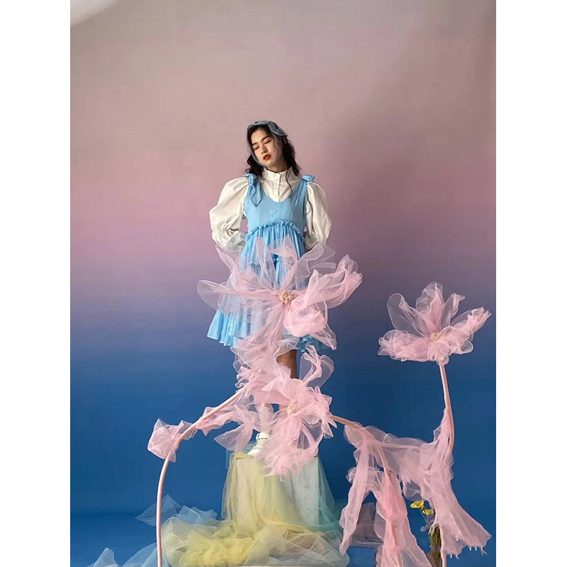 Avezano Light Orange Fades To Pink To Blue Gradient Backdrop For Portrait Photography-AVEZANO